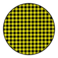 Yellow Buffalo Plaid Print Round Floor Mat