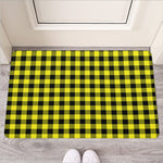 Yellow Buffalo Plaid Print Rubber Doormat