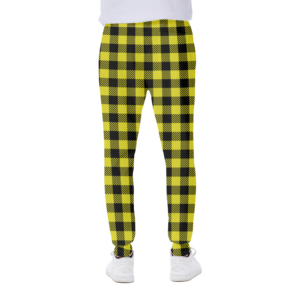 Yellow Buffalo Plaid Print Scuba Joggers