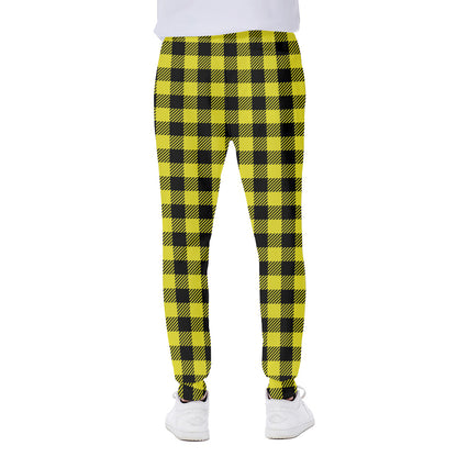 Yellow Buffalo Plaid Print Scuba Joggers