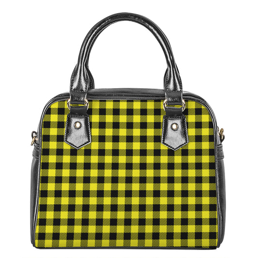 Yellow Buffalo Plaid Print Shoulder Handbag
