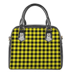 Yellow Buffalo Plaid Print Shoulder Handbag