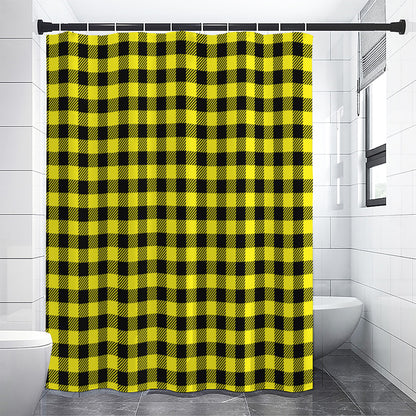 Yellow Buffalo Plaid Print Shower Curtain