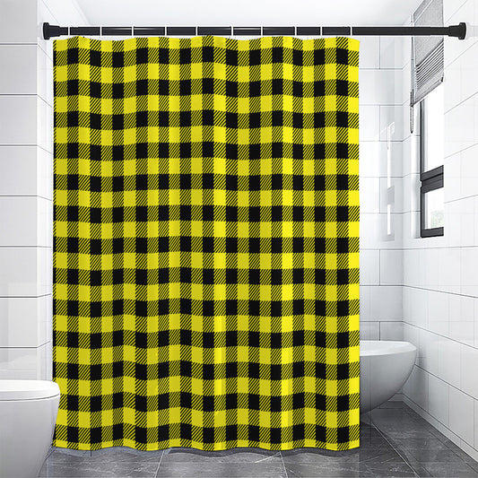 Yellow Buffalo Plaid Print Shower Curtain