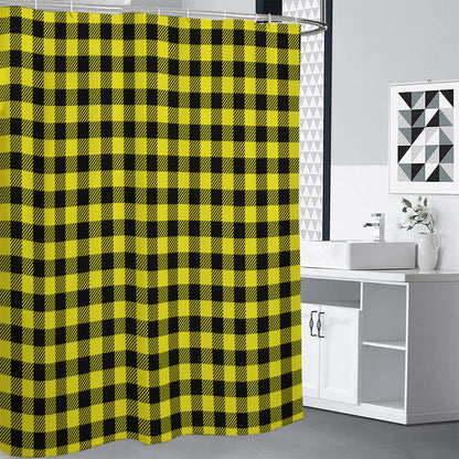Yellow Buffalo Plaid Print Shower Curtain