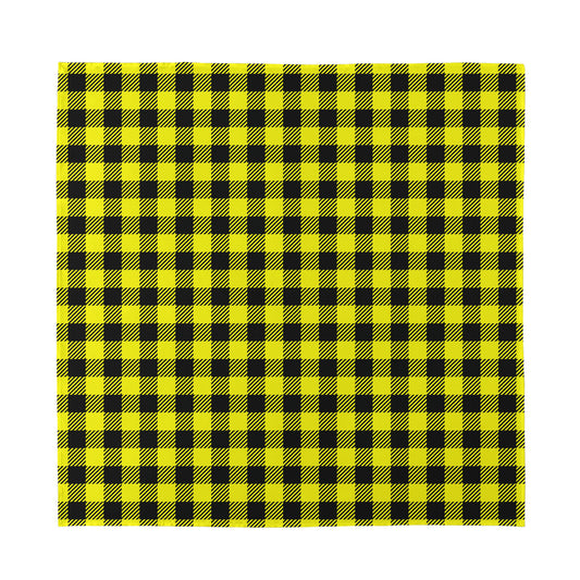 Yellow Buffalo Plaid Print Silk Bandana