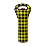 Yellow Buffalo Plaid Print Single Neoprene Wine Tote