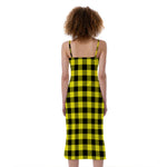 Yellow Buffalo Plaid Print Slim Fit Midi Cami Dress