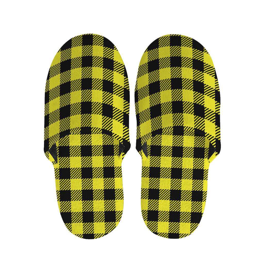 Yellow Buffalo Plaid Print Slippers