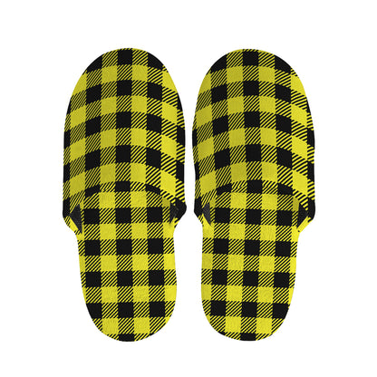 Yellow Buffalo Plaid Print Slippers
