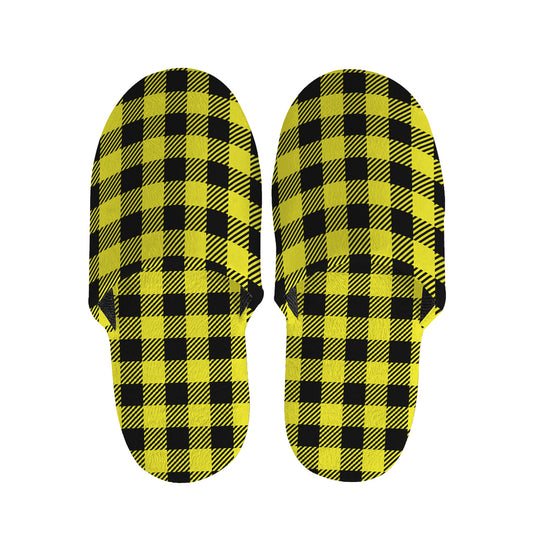 Yellow Buffalo Plaid Print Slippers