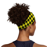 Yellow Buffalo Plaid Print Sports Headband