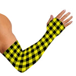 Yellow Buffalo Plaid Print Sun Protection Arm Sleeves