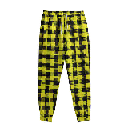 Yellow Buffalo Plaid Print Sweatpants