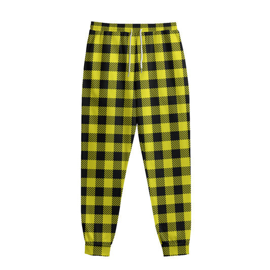 Yellow Buffalo Plaid Print Sweatpants