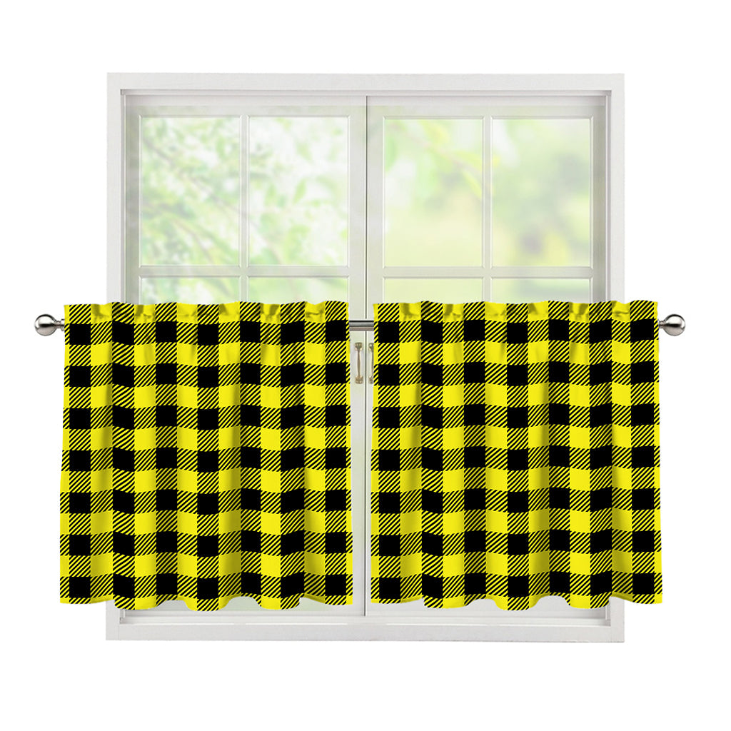 Yellow Buffalo Plaid Print Tier Curtains