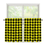 Yellow Buffalo Plaid Print Tier Curtains