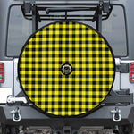 Yellow Buffalo Plaid Print Tire Cover With Camera Hole