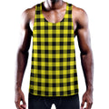 Yellow Buffalo Plaid Print Men's Workout Tank Top
