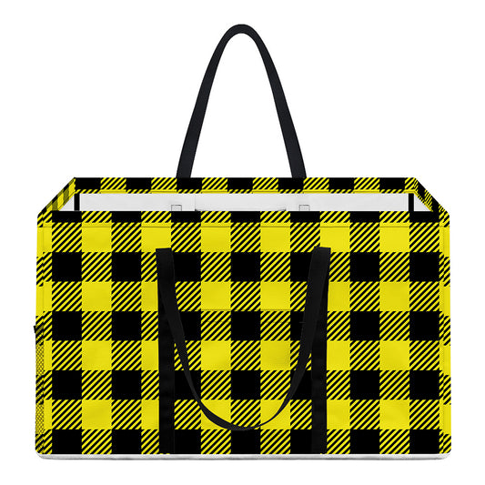 Yellow Buffalo Plaid Print Utility Tote Bag