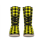 Yellow Buffalo Plaid Print Winter Boots
