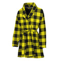 Yellow Buffalo Plaid Print Women's Bathrobe