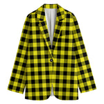 Yellow Buffalo Plaid Print Women's Blazer