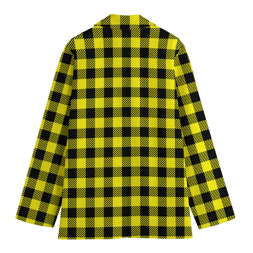 Yellow Buffalo Plaid Print Women's Blazer