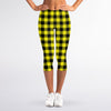 Yellow Buffalo Plaid Print Women's Capri Leggings