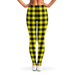 Yellow Buffalo Plaid Print Women's Leggings