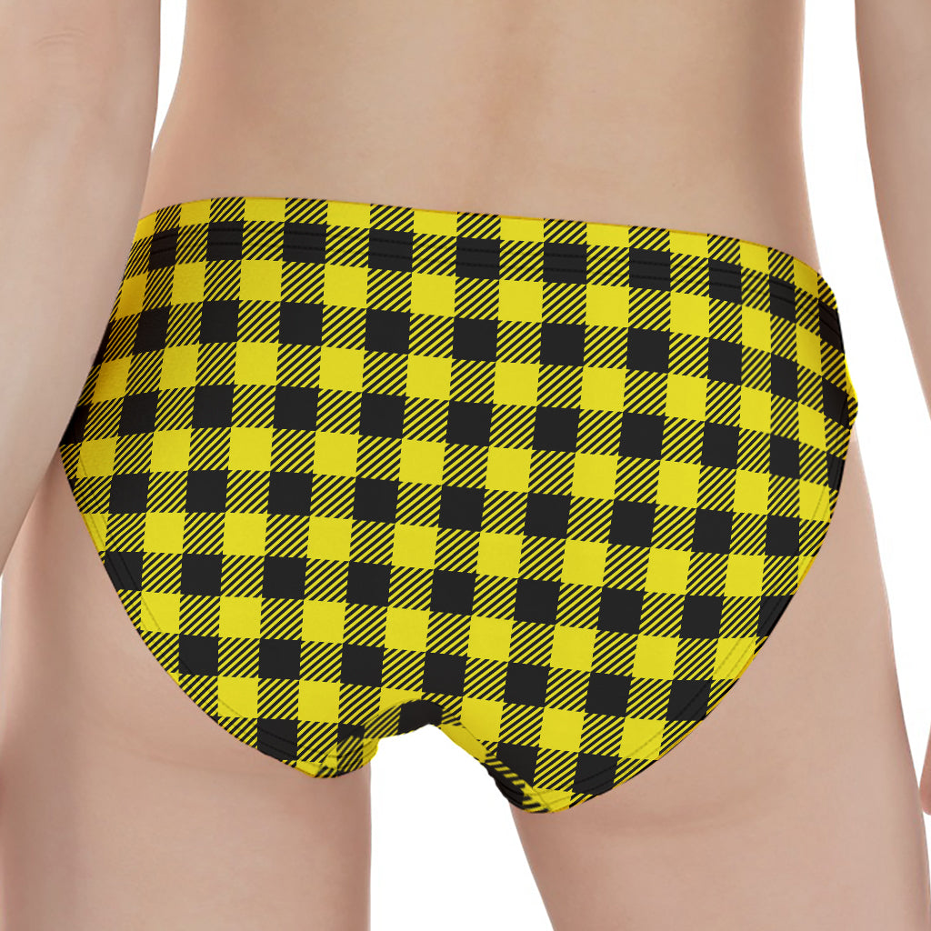 Yellow Buffalo Plaid Print Women's Panties