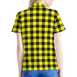 Yellow Buffalo Plaid Print Women's Polo Shirt