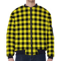 Yellow Buffalo Plaid Print Zip Sleeve Bomber Jacket