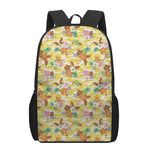Yellow Camo And Hibiscus Flower Print 17 Inch Backpack