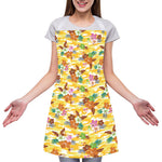 Yellow Camo And Hibiscus Flower Print Adjustable Apron