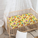 Yellow Camo And Hibiscus Flower Print Baby Crib Sheet