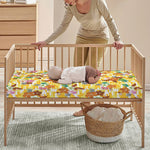 Yellow Camo And Hibiscus Flower Print Baby Crib Sheet