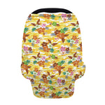 Yellow Camo And Hibiscus Flower Print Baby Seat Cover