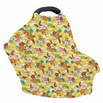 Yellow Camo And Hibiscus Flower Print Baby Seat Cover