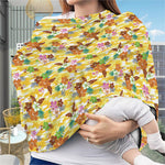Yellow Camo And Hibiscus Flower Print Baby Seat Cover