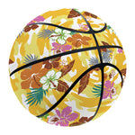 Yellow Camo And Hibiscus Flower Print Basketball