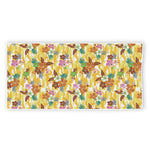 Yellow Camo And Hibiscus Flower Print Beach Towel