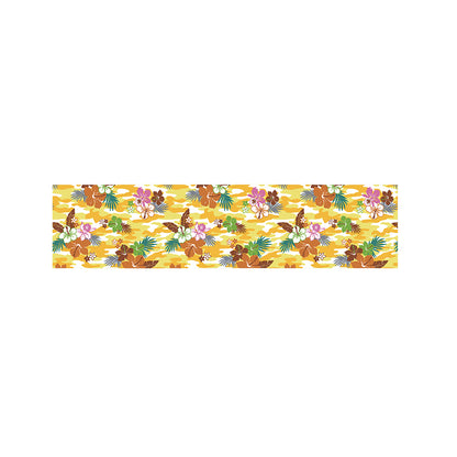Yellow Camo And Hibiscus Flower Print Bed Runner