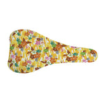 Yellow Camo And Hibiscus Flower Print Bicycle Seat Cover