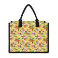 Yellow Camo And Hibiscus Flower Print Canvas Tote Bag