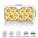 Yellow Camo And Hibiscus Flower Print Car Windshield Sun Shade
