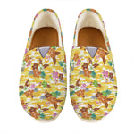 Yellow Camo And Hibiscus Flower Print Casual Shoes