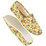 Yellow Camo And Hibiscus Flower Print Casual Shoes