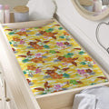 Yellow Camo And Hibiscus Flower Print Changing Pad Cover
