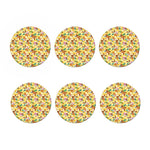 Yellow Camo And Hibiscus Flower Print Coaster Set
